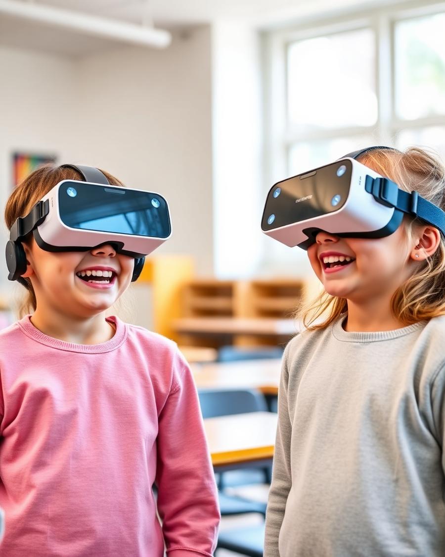 Leerlingen met VR-brillen tijdens een techniekworkshop